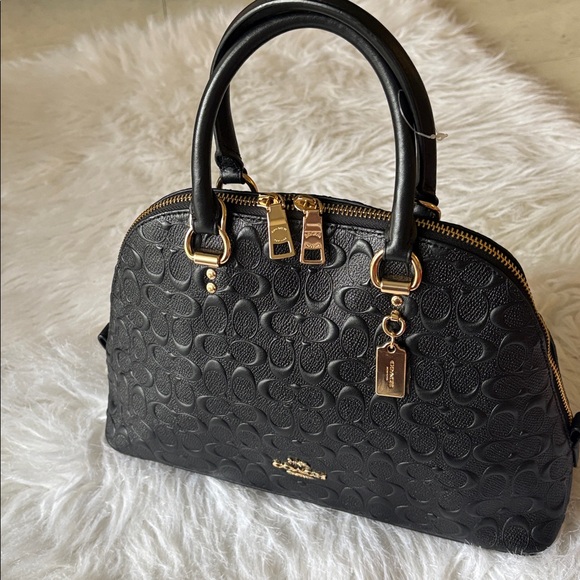 Coach Handbags - Coach Black Signature Embossed Dome Satchel